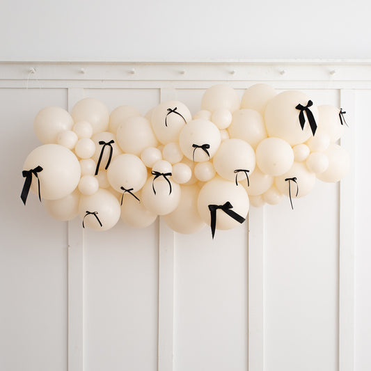 Black Bow Ivory Inflated Balloon Garland 2m