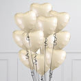 Load image into Gallery viewer, Black Bow Ivory Hearts Inflated Foil Balloon Bunch
