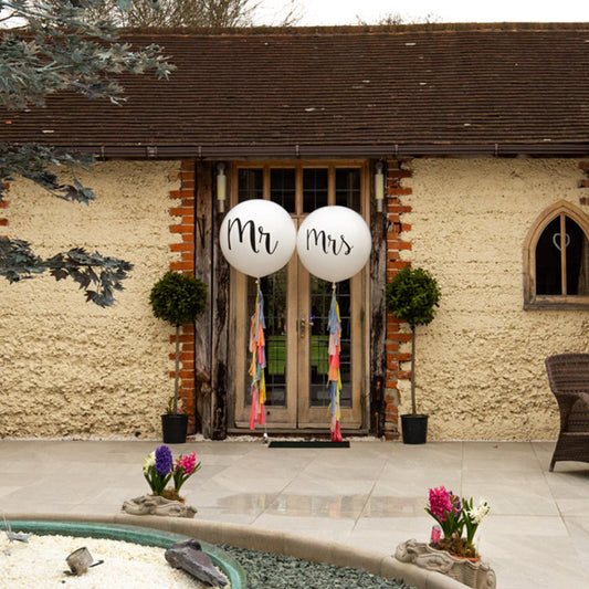 Set of 2 Mr & Mrs Wedding Giant Balloons Bespoke Tassel Tail