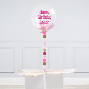 Personalised Baby Pink Confetti Inflated Bubble Balloon