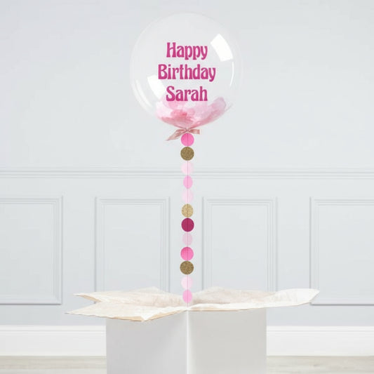 Personalised Baby Pink Confetti Inflated Bubble Balloon