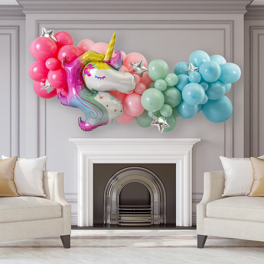 Pastel Unicorn Party Foils Inflated Balloon Garland 2m