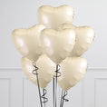 Load image into Gallery viewer, Black Bow Ivory Hearts Inflated Foil Balloon Bunch
