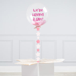 Personalised Baby Pink Confetti Inflated Bubble Balloon